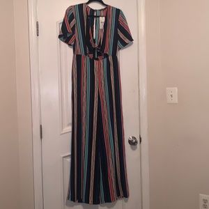 Fashion Nova Multi-colored Jumpsuit with Cutout; Size: Medium